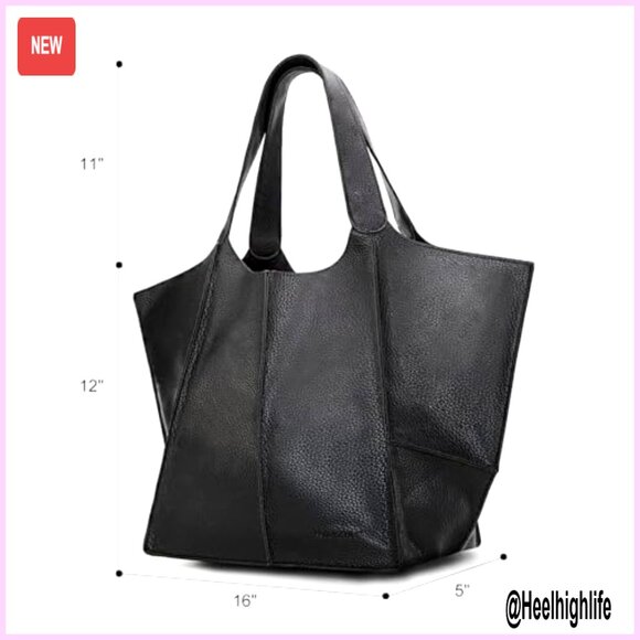 Large Slouchy Hobo Tote Vegan Leather Elegant Minimal Everyday Bag
